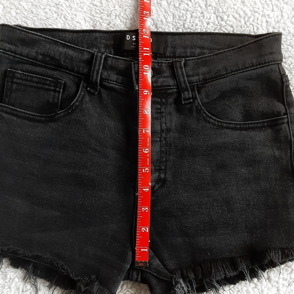 DSTLD Black High Rise Button Fly Cut Off Denim Shorts Size 28 / 26 - Picture 6 of 11